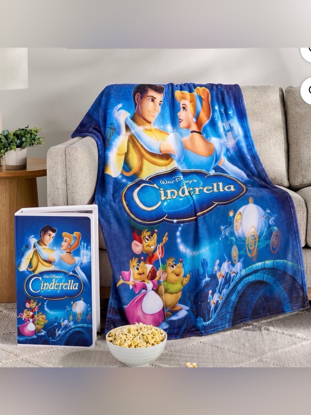 Disney VHS boxed Cinderella throw blanket